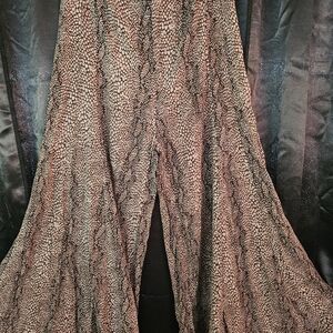 Anthropologie Skirted Wide Leg Pants 10 Colorful Snakeskin Reptile Hippie